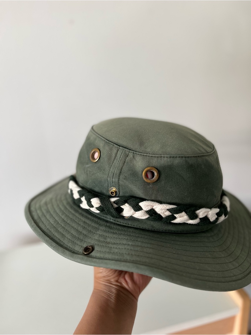 Vintage TILLEY T3 Canvas Duck Hat 7 1/4 Khaki with Braided Headband